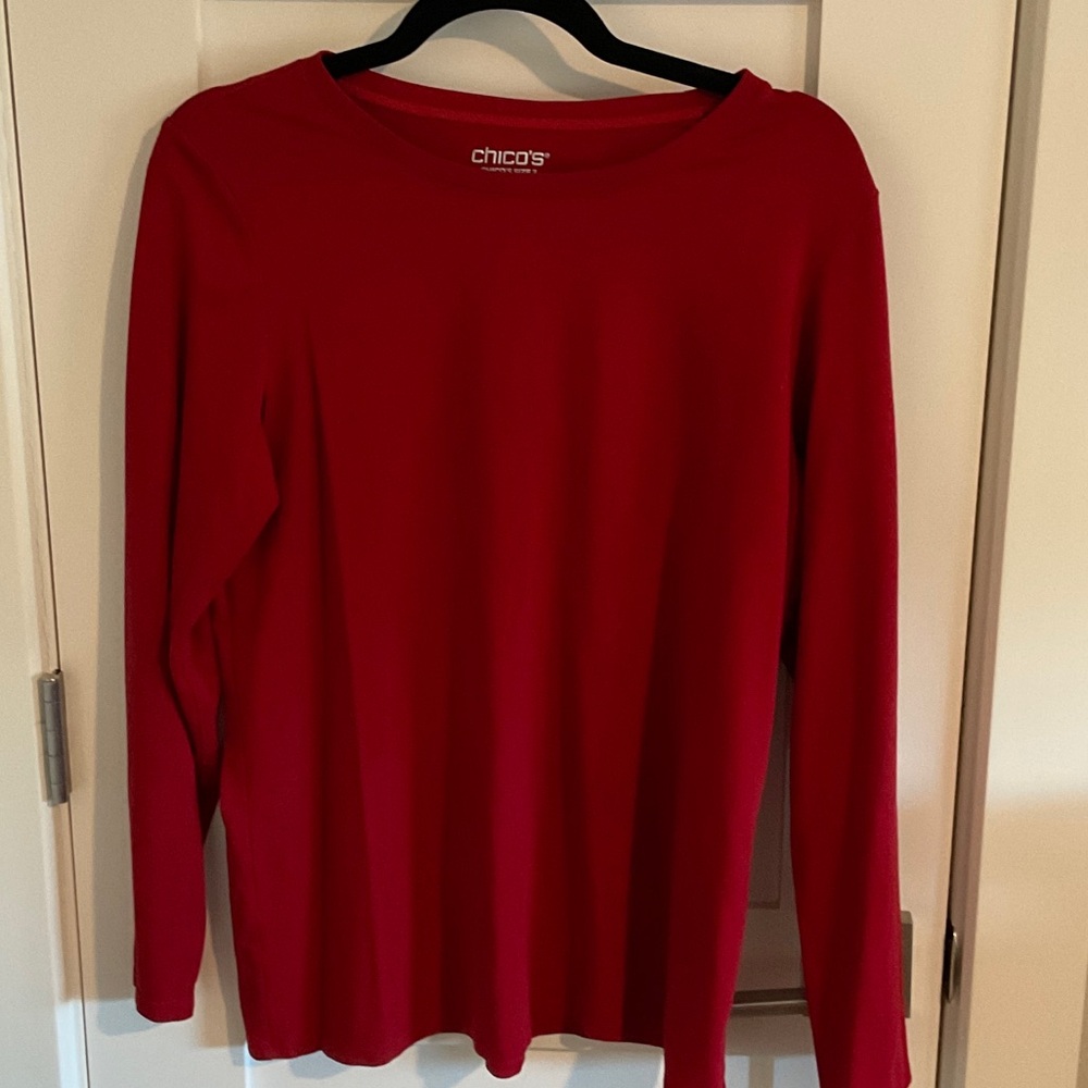 Chico's Bold Red Crew Neck Top